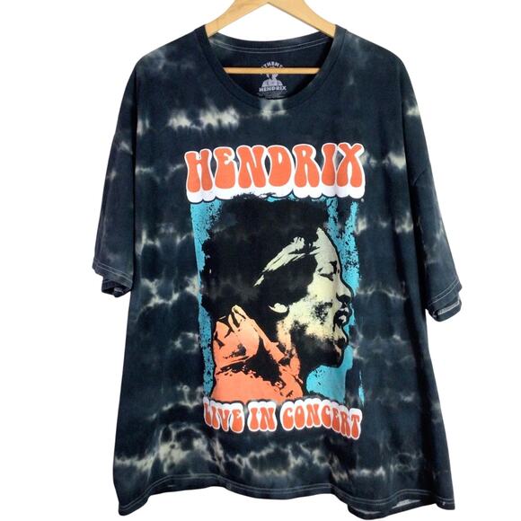 Authentic Jimmy Hendrix Live In Concert Tie Dye Shirt Black 3XL BIG - Picture 1 of 4